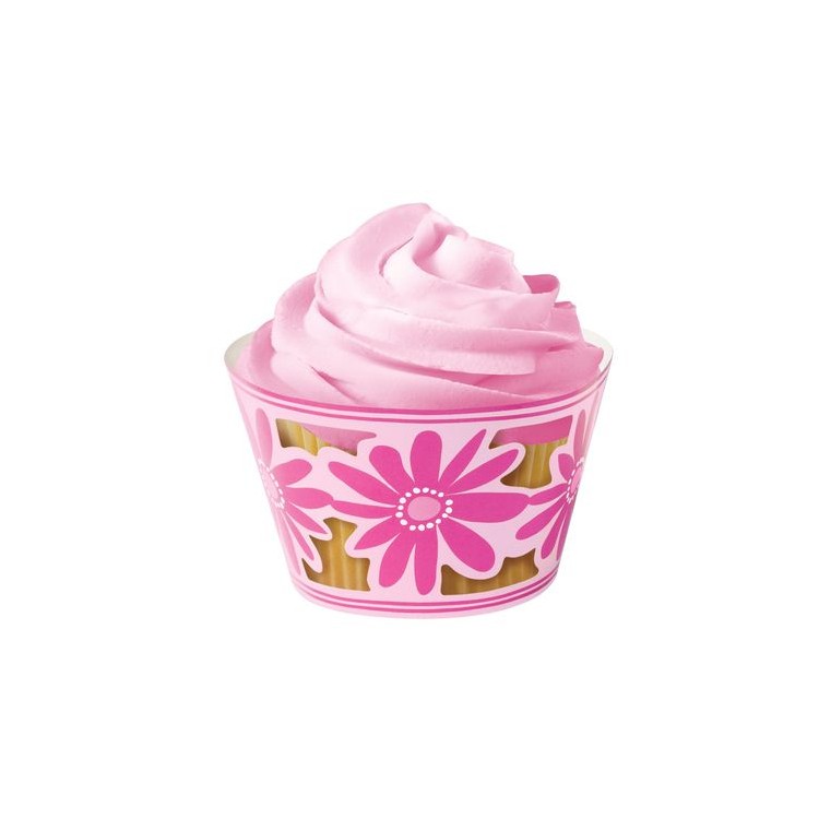 Avvolgi cupcake fiore rosa   Wilton 18 PZ