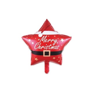 Palloncino Stella Rossa Con scritta Merry Christmas -  45  cm - 1 pz