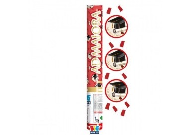 Sparacoriandoli "LAUREA"  ad  Aria compressa  29 cm con mix confetti rotondi con immagine  tocco- cappello Laurea   BIG PARTY