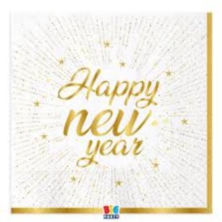 16 tovaglioli 33 x 33   con scritta    Happy New  Year   Ultimo dell'anno