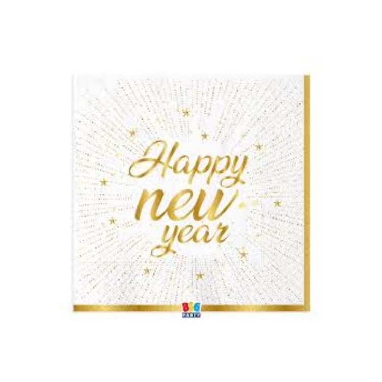 16 tovaglioli 33 x 33   con scritta    Happy New  Year   Ultimo dell'anno