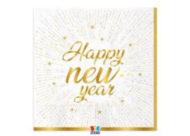 16 tovaglioli 33 x 33   con scritta    Happy New  Year   Ultimo dell'anno