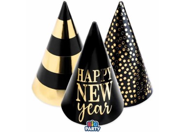 6 Cappellini   in carta Happy New  Year   Ultimo dell'anno