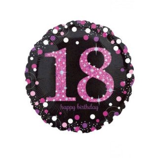 Palloncino 18 Anni Nero e Fucsia- 46 cm - 1 pezzo