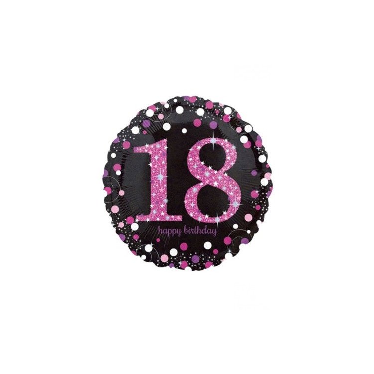 Palloncino 18 Anni Nero e Fucsia- 46 cm - 1 pezzo