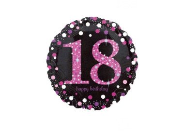 Palloncino 18 Anni Nero e Fucsia- 46 cm - 1 pezzo