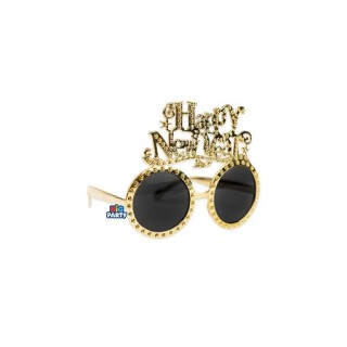 occhiale oro specchiante  con scritta    Happy New  Year   Ultimo dell'anno