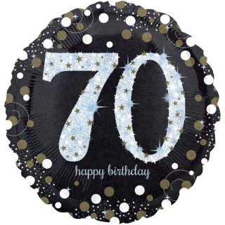 Palloncino 70 Anni Nero e bianco - 46 cm - 1 pezzo