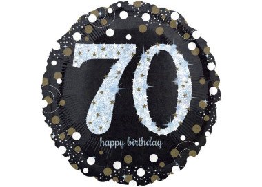 Palloncino 70 Anni Nero e bianco - 46 cm - 1 pezzo
