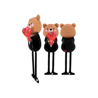 Palloncino 163  cm  AirLoonz ORSO ad  elio con fiori  Betallic 1 pz