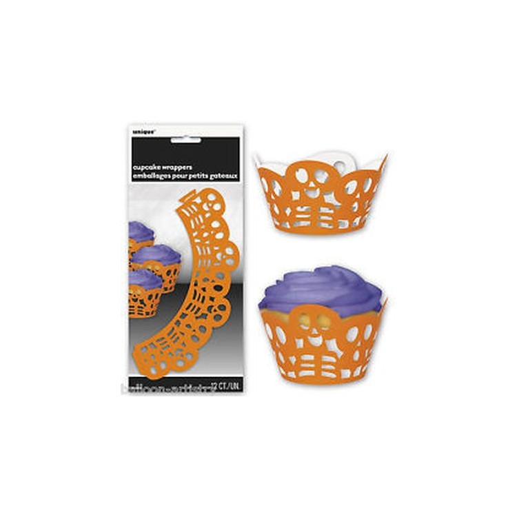 Avvolgi pirottini scheletro arancione  halloween cupcakes UNIQUE