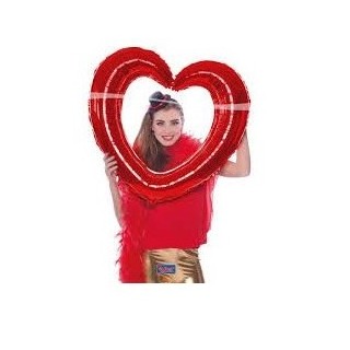 Palloncino CUORE   Rosso CORNICE  - Supershape 80 x 70 cm (gonfiabile solo ad aria )  1 pz