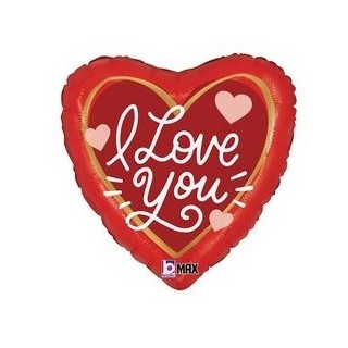 Palloncino Cuore " I  LOVE  YOU " con cuoricini  18" / 46 cm - 1 pz