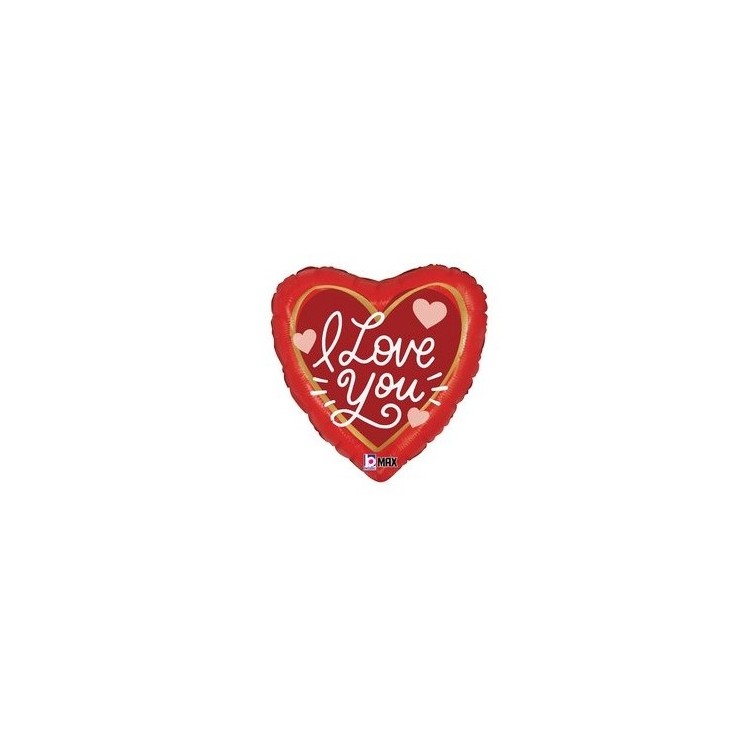 Palloncino Cuore " I  LOVE  YOU " con cuoricini  18" / 46 cm - 1 pz