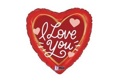 Palloncino Cuore " I  LOVE  YOU " con cuoricini  18" / 46 cm - 1 pz