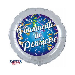 Palloncino  con scritta "finalmente in pensione" 18"   aria di festa