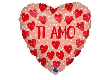 Palloncino Cuore "Ti Amo" con cuoricini  18" / 46 cm - 1 pz