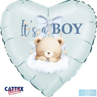 Palloncino Nascita CUORE CELESTE    "It's a Boi !" 46 cm  - 1 pezzo