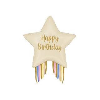 Palloncino STARBURST "happy birthday" a forma di stella     - 74 cm - 1 pz