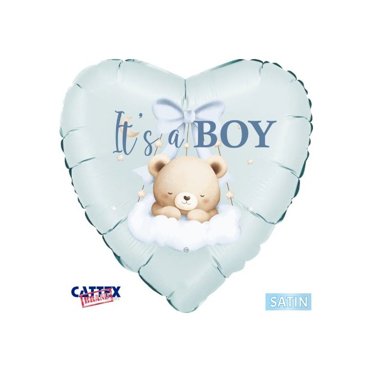 Palloncino Nascita CUORE CELESTE    "It's a Boi !" 46 cm  - 1 pezzo