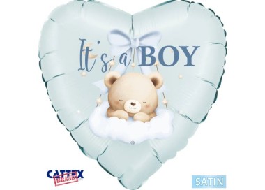 Palloncino Nascita CUORE CELESTE    "It's a Boi !" 46 cm  - 1 pezzo