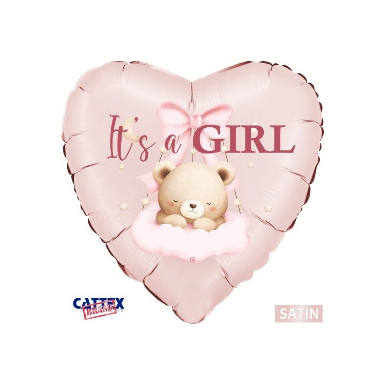 Palloncino Nascita CUORE ROSA   "It's a Girl !" 46 cm  - 1 pezzo