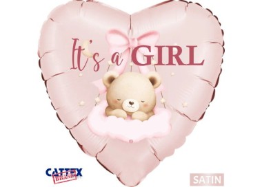 Palloncino Nascita CUORE ROSA   "It's a Girl !" 46 cm  - 1 pezzo
