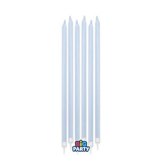 Candelina di cera Stelo lungo  15 Cm  di colore Celeste Baby  PZ 12