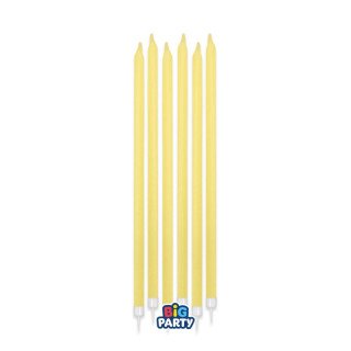 Candelina di cera Stelo lungo  15 Cm  di colore giallo Pastello  PZ 12