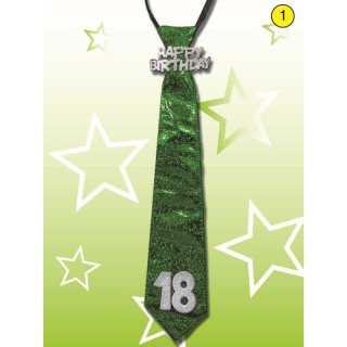  CRAVATTA GLITTER HAPPY  BIRTHDAY 18 ANNI COLORI VARI SENZA POSSIBILITA’ DI SCELTA 1 pz