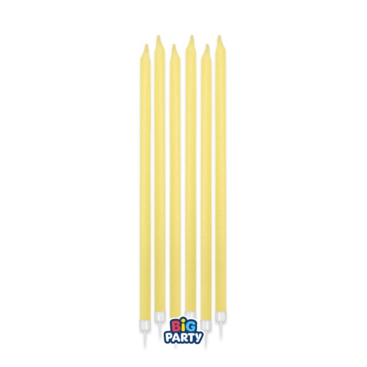 Candelina di cera Stelo lungo  15 Cm  di colore giallo Pastello  PZ 12