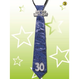  CRAVATTA GLITTER HAPPY  BIRTHDAY 30 ANNI COLORI VARI SENZA POSSIBILITA’ DI SCELTA 1 pz
