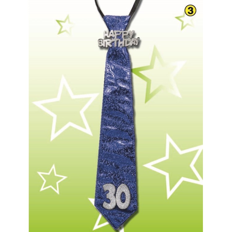  CRAVATTA GLITTER HAPPY  BIRTHDAY 30 ANNI COLORI VARI SENZA POSSIBILITA’ DI SCELTA 1 pz