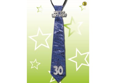  CRAVATTA GLITTER HAPPY  BIRTHDAY 30 ANNI COLORI VARI SENZA POSSIBILITA’ DI SCELTA 1 pz