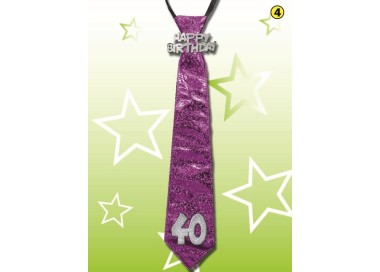  CRAVATTA GLITTER HAPPY  BIRTHDAY 40 ANNI COLORI VARI SENZA POSSIBILITA’ DI SCELTA 1 pz