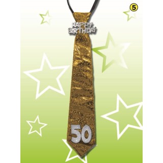  CRAVATTA GLITTER HAPPY  BIRTHDAY 50 ANNI COLORI VARI SENZA POSSIBILITA’ DI SCELTA 1 pz