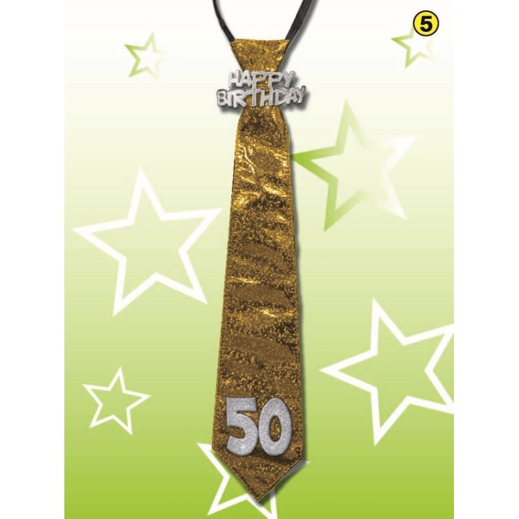  CRAVATTA GLITTER HAPPY  BIRTHDAY 50 ANNI COLORI VARI SENZA POSSIBILITA’ DI SCELTA 1 pz