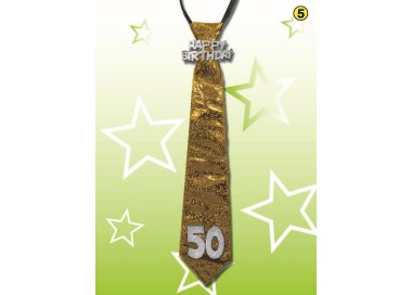  CRAVATTA GLITTER HAPPY  BIRTHDAY 50 ANNI COLORI VARI SENZA POSSIBILITA’ DI SCELTA 1 pz