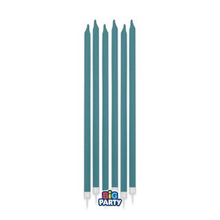 Candelina di cera Stelo lungo  15 Cm  di colore ottanio PZ 12