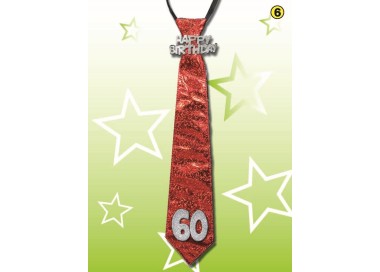  CRAVATTA GLITTER HAPPY  BIRTHDAY 60 ANNI COLORI VARI SENZA POSSIBILITA’ DI SCELTA 1 pz