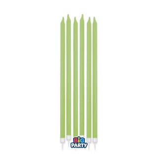 Candelina di cera Stelo lungo  15 Cm  di colore verde oliva PZ 12