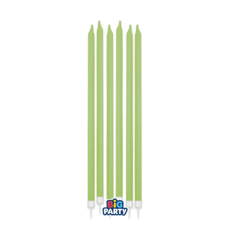 Candelina di cera Stelo lungo  15 Cm  di colore verde oliva PZ 12