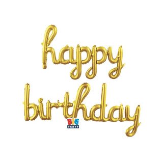 Palloncino Foil Scritta Italic 467 x 46 cm Happy Birthday Gold