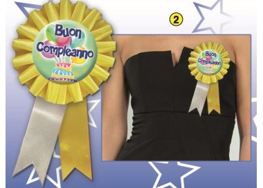 COCCARDINA BUON COMPLEANNO 1  PZ.( Colori misti senza possibilità di scelta )