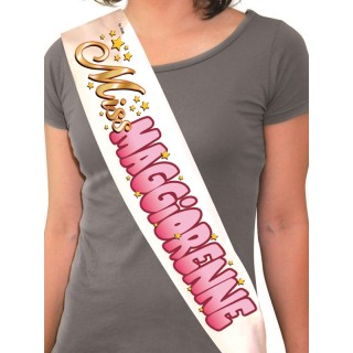 FASCIA del "MISS  MAGGIORENNE " per Compleanno - Lunghezza 96 cm x 11 cm larghezza - Unisex - fascia in poliestere - 1 pezzo