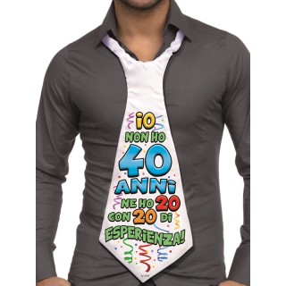 MAXI CRAVATTONE 40 ANNI per Compleanno - Lunghezza 58 cm x 24 cm larghezza - Unisex - Cravattone in poliestere - 1 pezzo