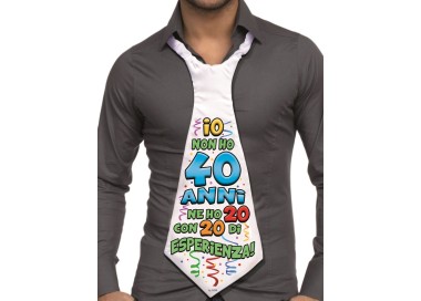 MAXI CRAVATTONE 40 ANNI per Compleanno - Lunghezza 58 cm x 24 cm larghezza - Unisex - Cravattone in poliestere - 1 pezzo