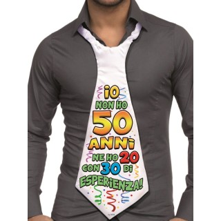 MAXI CRAVATTONE 50 ANNI per Compleanno - Lunghezza 58 cm x 24 cm larghezza - Unisex - Cravattone in poliestere - 1 pezzo