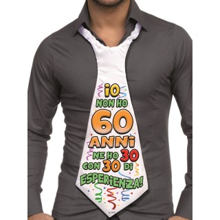 MAXI CRAVATTONE 60 ANNI per Compleanno - Lunghezza 58 cm x 24 cm larghezza - Unisex - Cravattone in poliestere - 1 pezzo