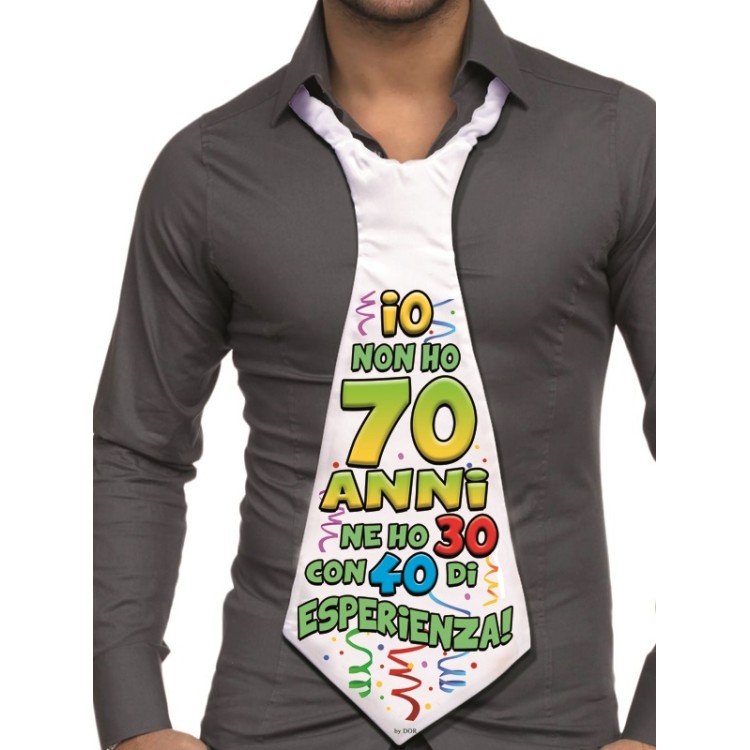 MAXI CRAVATTONE 70 ANNI per Compleanno - Lunghezza 58 cm x 24 cm larghezza - Unisex - Cravattone in poliestere - 1 pezzo